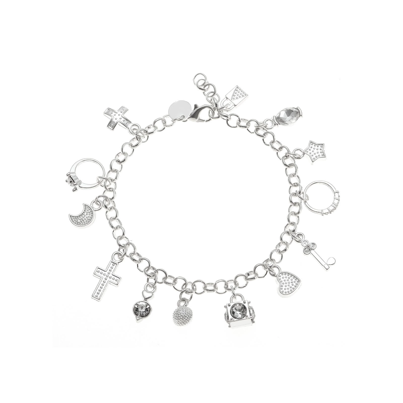 Bracelet, European-style charm bracelet, silver-plated with optional '925' stamp, fashion accessory