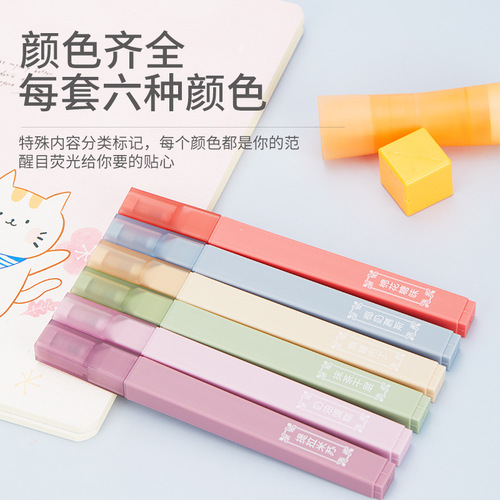 Scented Soft-Tip Fluorescent Highlighting Pen with High Fashion Design, Suitable for Students to Emphasize and Take Notes, Eye-Caring Light Color Scheme