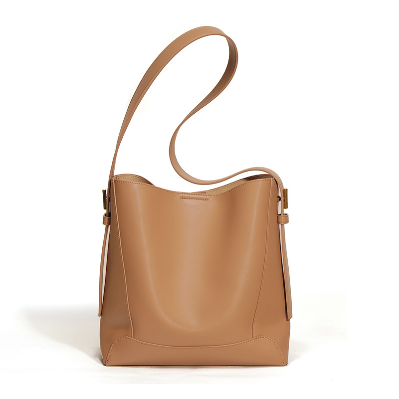 Large Capacity Bucket Bag Genuine Leather Women's 2024 New Crossbody Bag Fashion Commuter Shoulder Tote Handbag - Thumbnail 5