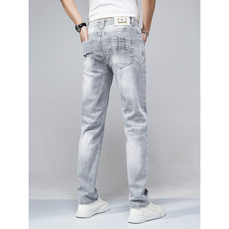 High-End Trendy Brand Silver-Gray Men's Jeans, Light Luxury, Simple, Slim-Fit, Straight-Leg, Fashionable, Versatile, Casual, Stretchy Long Pants High-End Trendy Brand Silver-Gray Men's Jeans, Light Luxury, Simple, Slim-Fit, Straight-Leg, Fashionable, Versatile, Casual, Stretchy Long Pants