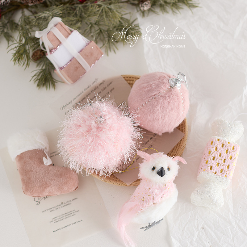 Nuevos productos transfronterizos en bolas de Navidad rosa, árboles de Navidad, colgantes, muñecos de nieve, decoraciones de Navidad