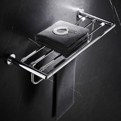 輕奢不鏽鋼毛巾架衛生間浴巾架浴室置物架收納子鍍鉻五金掛件套裝
