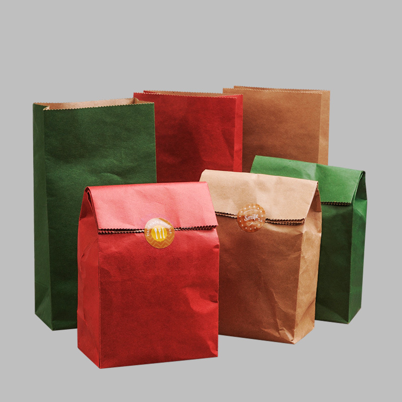 Vintage Red Kraft Paper Gift Bag 150g Thickened Souvenir Wedding Candy Bag Holiday Gift Packaging Bag