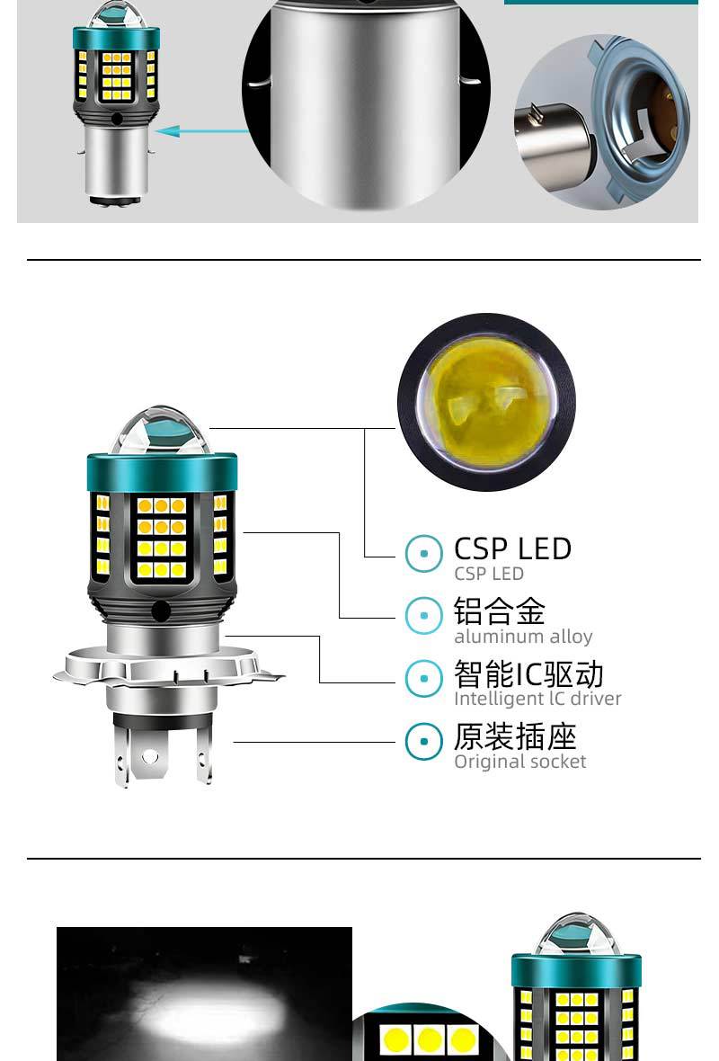 Cross-border car and motorcycle front headlights H4 BA20D H6 dual-color 3570 high-power high-brightness strong light headlights