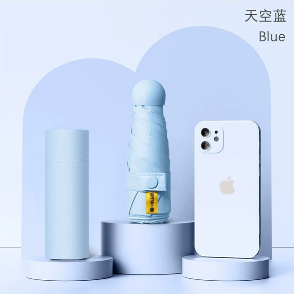 【Extra small size round 50% off】 Fully shading 6-bone sky blue plus sunscreen small yellow mark