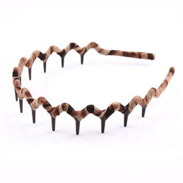 Tela esponjosa envuelta con dientes joyas para el cabello de mujer tocado ondulado leopardo joyas para el cabello al por mayor