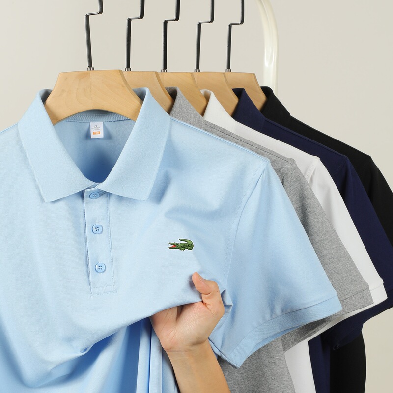 Cross-border foreign trade summer POLO shirt for men, fashionable casual short-sleeve with trendy crocodile embroidery, turn-down collar and printed logo Cross-border foreign trade summer POLO shirt for men, fashionable casual short-sleeve with trendy crocodile embroidery, turn-down collar and printed logo