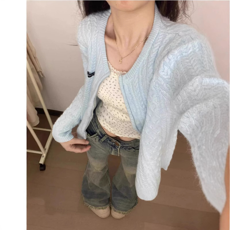 灰色针织开衫外套女软糯毛衣2025春秋新款小香风外搭短款拉链上衣|undefined