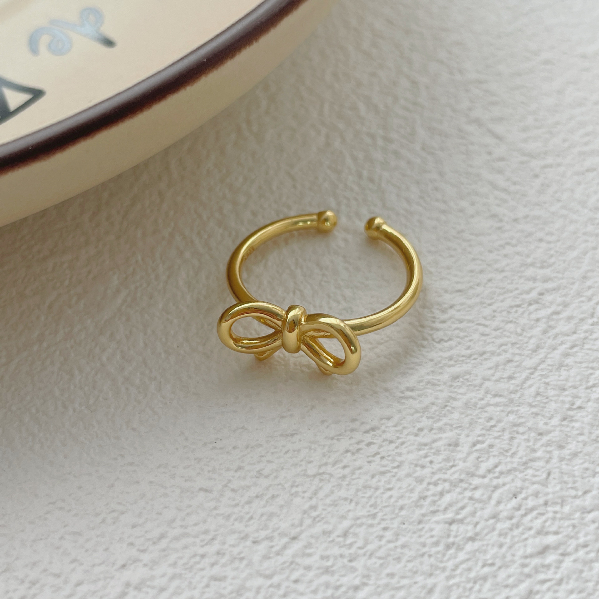 Simple Style Bow Knot Sterling Silver Plating Gold Plated Rings display picture 1