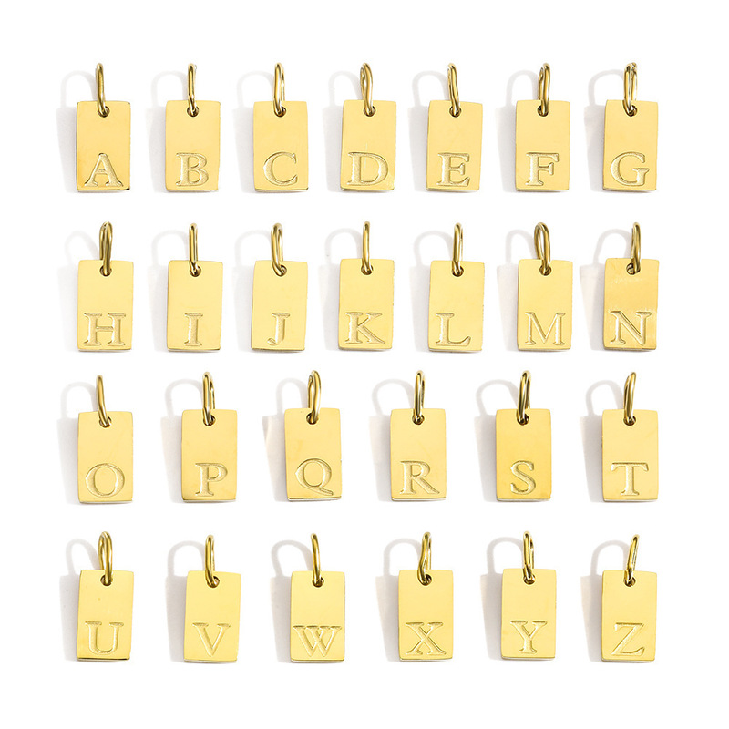 New 26 English Alphabet Letter Accessories Stainless Steel Gold-Plated Pendants DIY Jewelry Cross-Border Accessories Wholesale