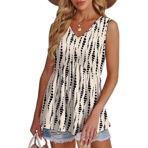 Cross-border Women's Blouse 2025 Model Ethereal Lotus Edge Top Women's Elegant Sleeveless V-neck Babydoll Blouse