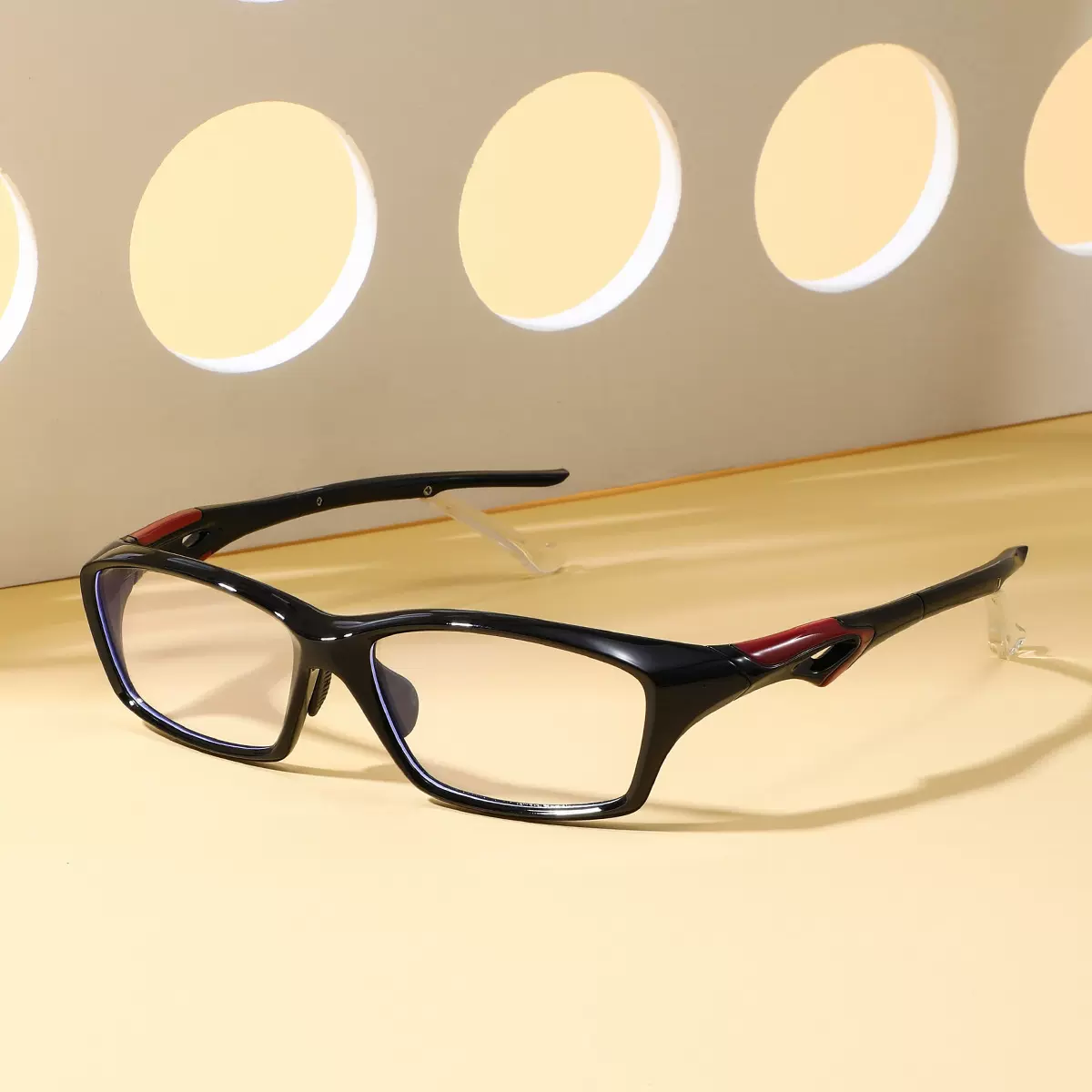 近视运动偏光平光镜跑步男女通用黑色全框架高清护目镜cs81277