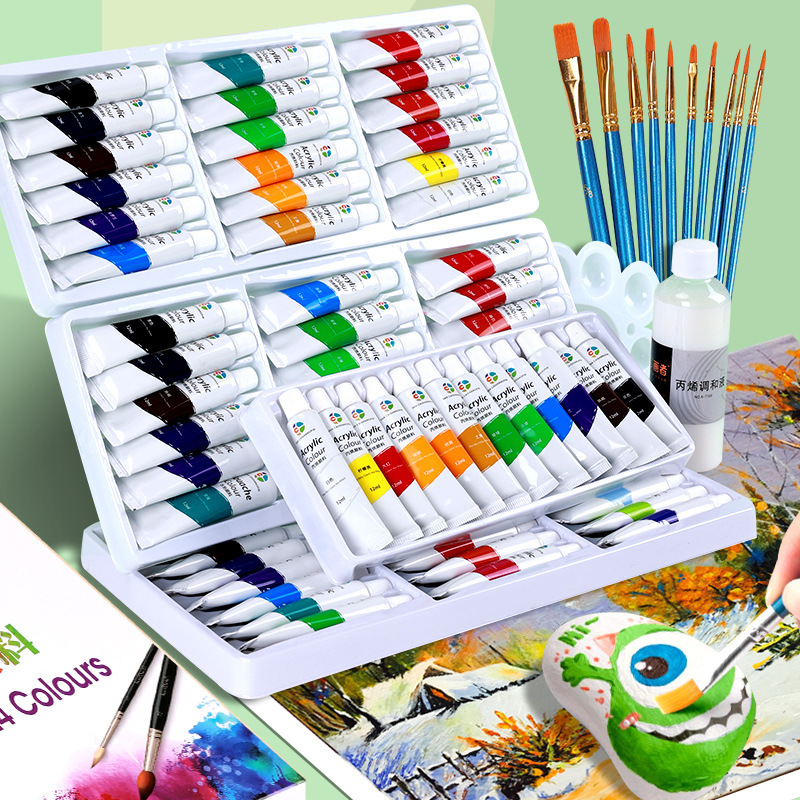 Acrylic pigment wholesale set 12ml waterproof beginner children's painting 12/18/24/36 color oil painting Acrylic pigment wholesale set 12ml waterproof beginner children's painting 12/18/24/36 color oil painting