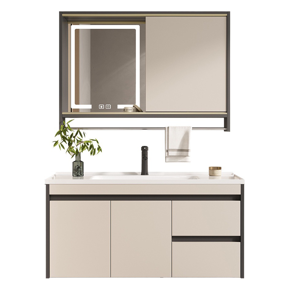 Combinación de gabinete de baño inteligente espejo de Feng Shui oculto mesa de lavado de baño lavabo integrado de cerámica