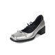 Cute Bow Shallow Mouth Thick Heel Cross Strap Mary Jane Single-layer Shoes 2024 Autumn Cowhide All-match Small Leather Shoes