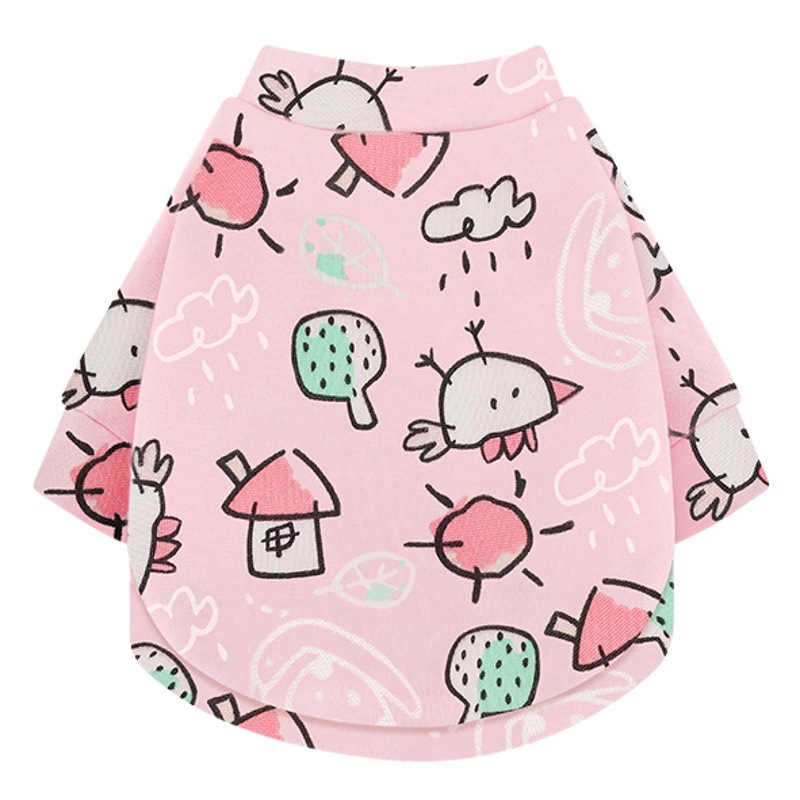 Ropa para mascotas transfronteriza ropa para gatos transpirable lindo Otoño e Invierno perro de peluche de dibujos animados para mascotas graffiti ropa para mascotas