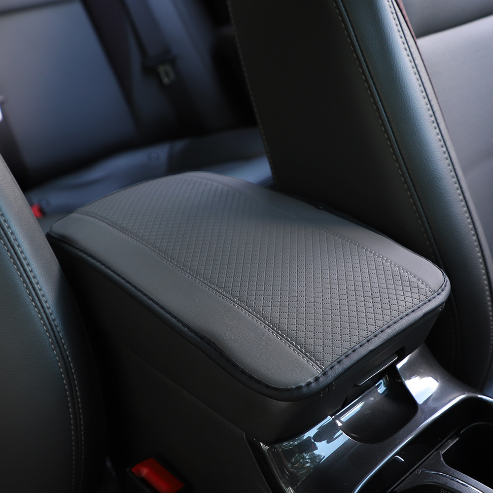 All-season universal armrest box mat, fiber leather embossed, double-stitched, non-slip central armrest box cover mat, Model YL