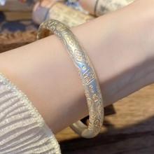 白铜描金大吉言招财猫平安喜乐闭口国风手镯女手饰批发手环镯子款