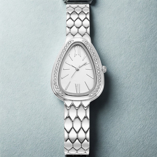 Snake Head Diamond-Encrusted Cross-Border International Trade Serpent Pattern Cool Feeling Snake-Texture Steel Band Women's Diamond Vintage Style Watch