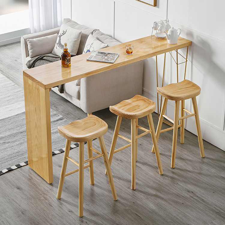 Scandinavian Simple Solid Wood Bar Table Home Partition Log Long Table B&B Living Room Leisure High Table and Chair Combination