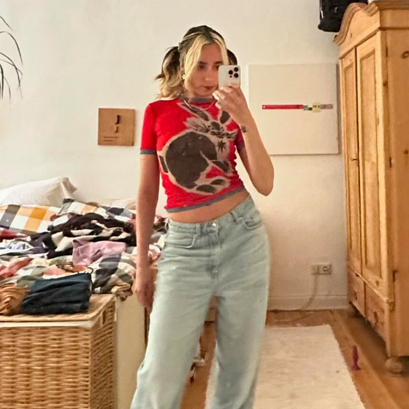 2024 Amazon Hot-Selling Women's Fashion Ins European and American Spring and Summer Color-Blocking Trendy Y2K Tops Slim-Fit Short-Sleeve T-Shirt 2024 Amazon Hot-Selling Women's Fashion Ins European and American Spring and Summer Color-Blocking Trendy Y2K Tops Slim-Fit Short-Sleeve T-Shirt