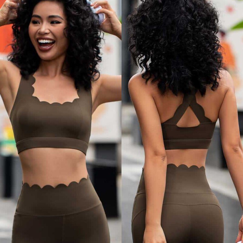 Summer Sports Top Running Fitness Training Yoga Bra Comfortable Breathable with Chest Pad Gathering Pilates Back