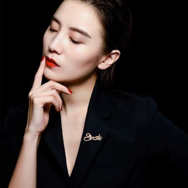 High end diamond studded English letter brooch, creative and elegant design, clothing accessories, luxury queen pin, anti exposure_voghion.com