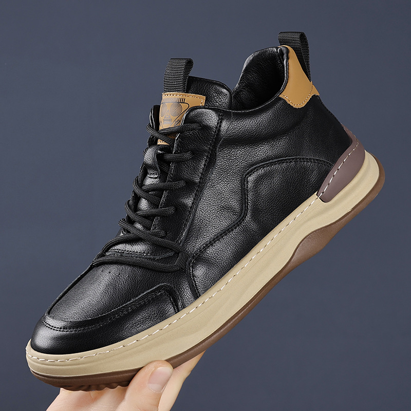 Zapatos de cuero para hombres de cuero de alta altura, zapatos casuales de cuero para hombres, diseño de nicho, zapatos de mango de moda, zapatos para hombres
