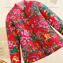 东北大花布棉袄加厚长绒丝棉中国风保暖修身复古棉衣外套网红棉服