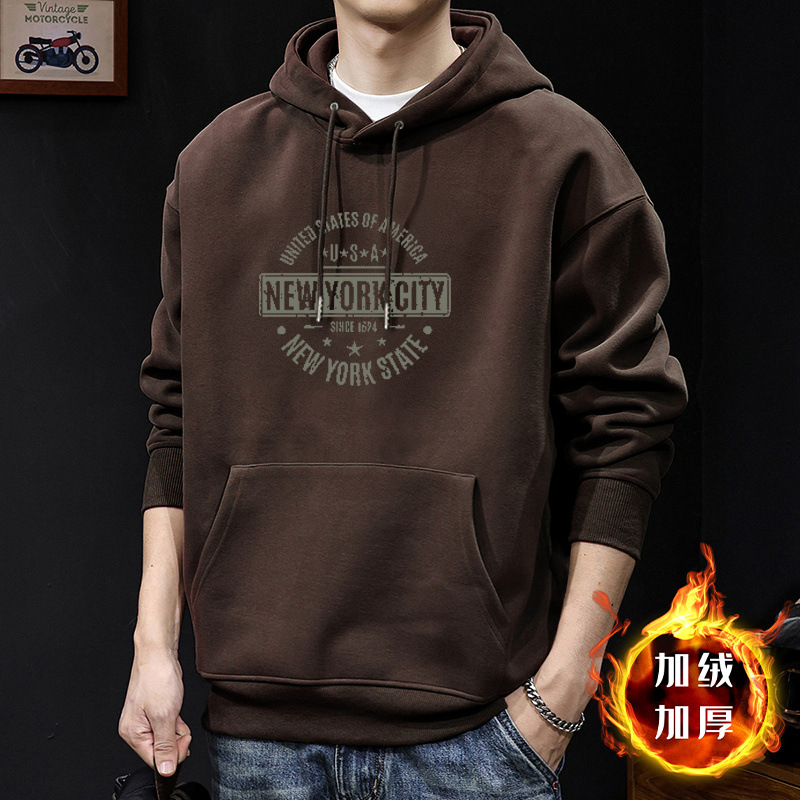 American sweater masculino primavera y otoño marca de moda suelta letras retro impresión con sombrero estilo de puerto amplio abrigo casual superior