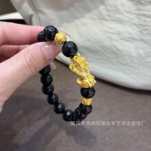 貔貅手链黄金 男女款3D硬金999足金转运珠皮丘手镯情侣路路通手串