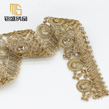 网纱民族服装花边辅料金色股线刺绣条码汉服配饰织带厂家直销批发
