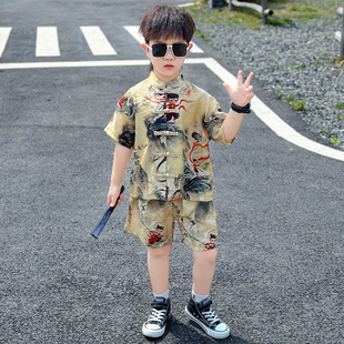 Nezha Children's Clothing Boys' Hanfu Suit Summer 2025 New Chinese Ancient Style Tang Suit Baby Summer New Chinese Style