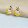 Cartoon fashionable earrings, silver needle with bow, silver 925 sample