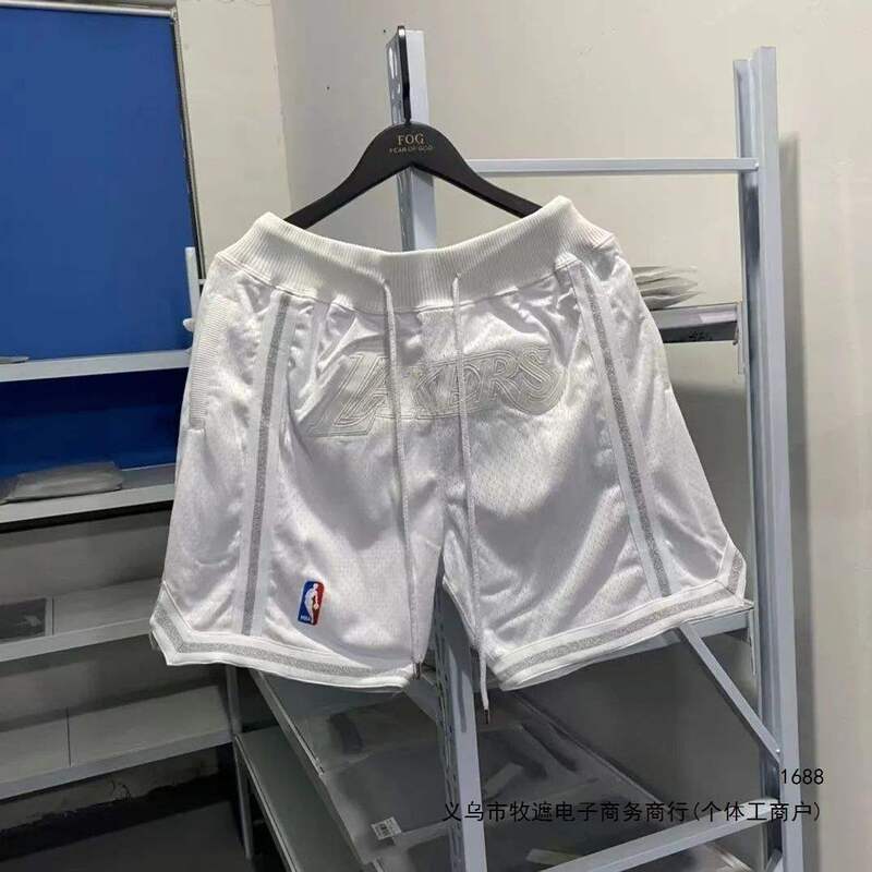 American-style Lakers basketball shorts, embroidered, casual, retro, loose-fitting, for running, sports, and training, five-point length, trendy basketball shorts