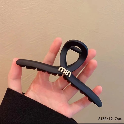 Black high-end frosted hairpin with letters on the back of the head, female summer large hairpin shark clip headwear