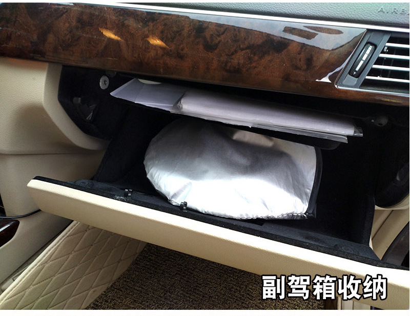 Car sunshade for summer sun protection, new double-ring silver-coated fabric sunshade for the front windshield, nylon sunshade umbrella for heat insulation and light blocking