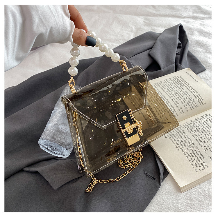 Fashion Pearl Handle Transparent One-shoulder Chain Messenger Bag display picture 5