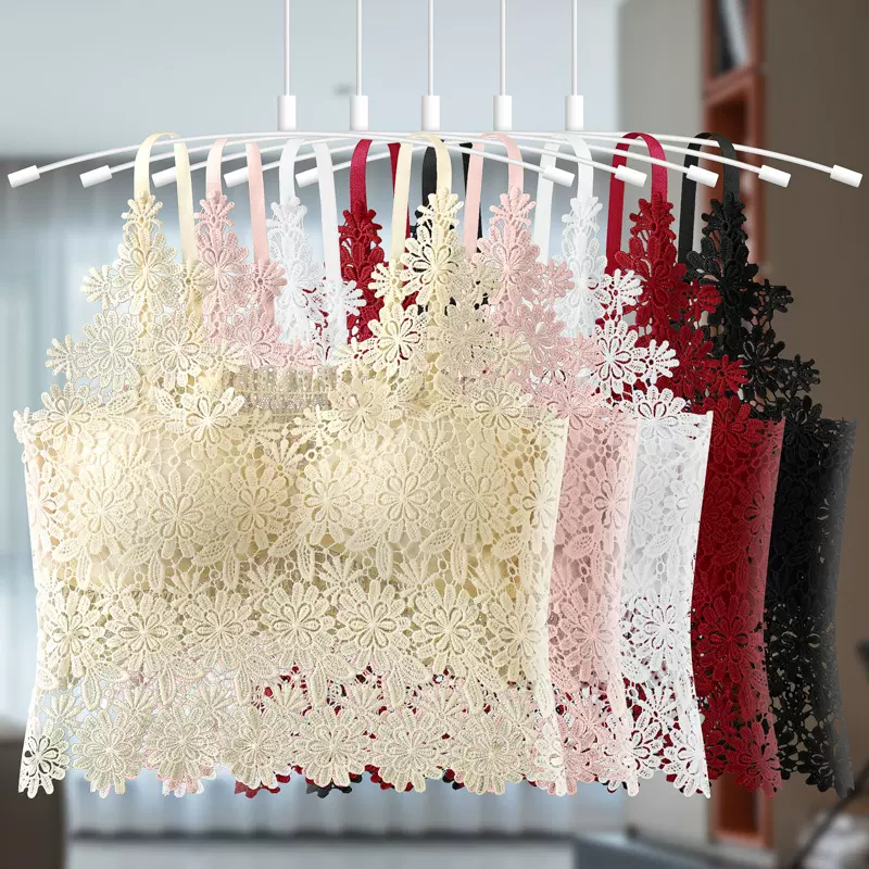 性感蕾丝美背吊带裹胸镂空绣花舒适透气女士内衣内搭外穿免穿文胸