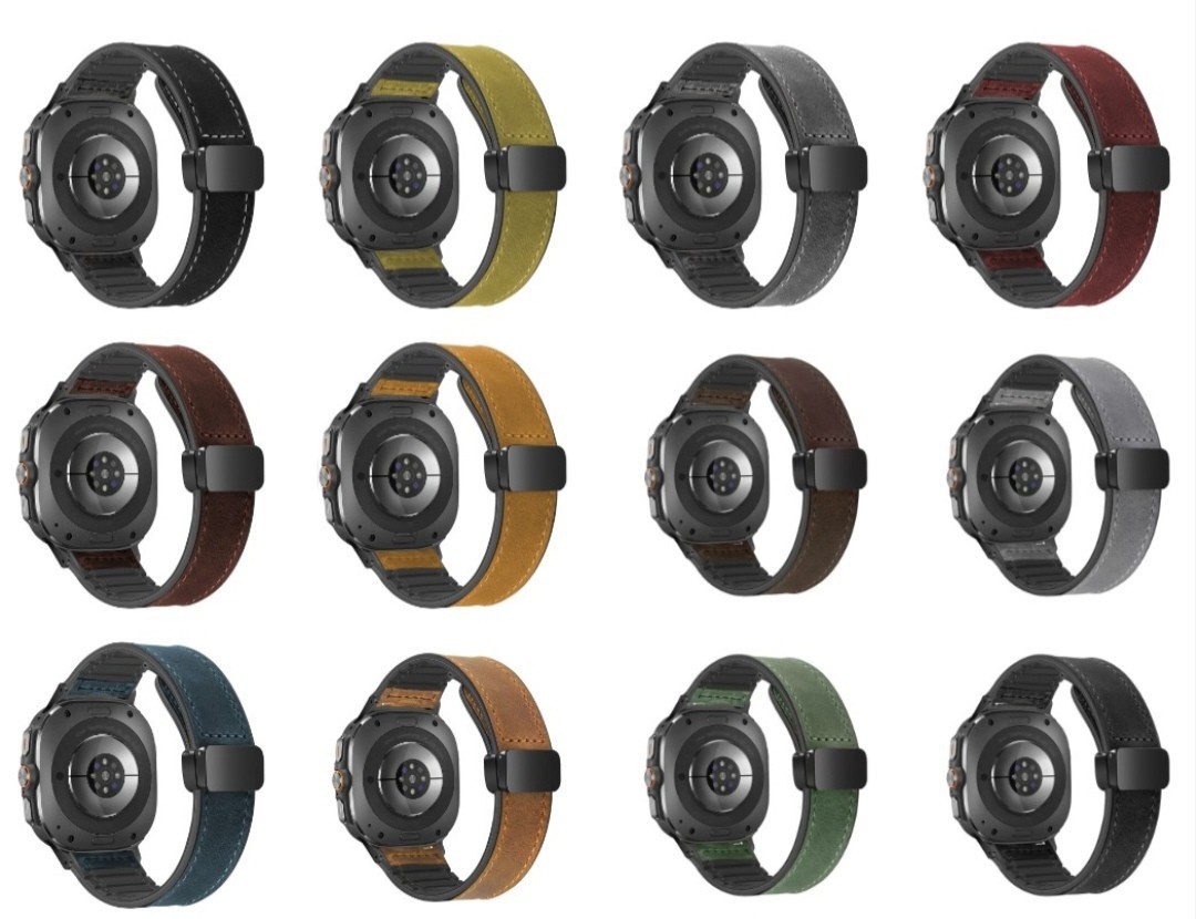 Suitable for Samsung Smart Watch Galaxy Watch 8 Crazy Horse Pattern Silicone Leather Watch Strap