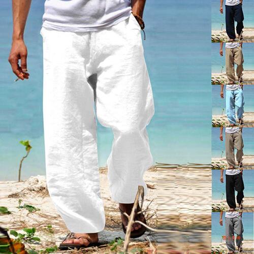 European and American Style Summer Men's Hip-Hop Breathable Cotton Linen Loose Casual Sports Beach Air-Conditioned Slimming Pants