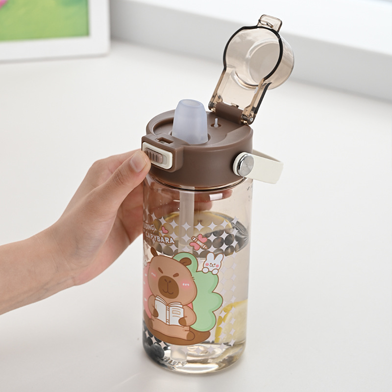 Nueva taza infantil de dibujos animados de Kapibara, taza portátil con pajita de 680 ml, taza Aishang de 680 ml