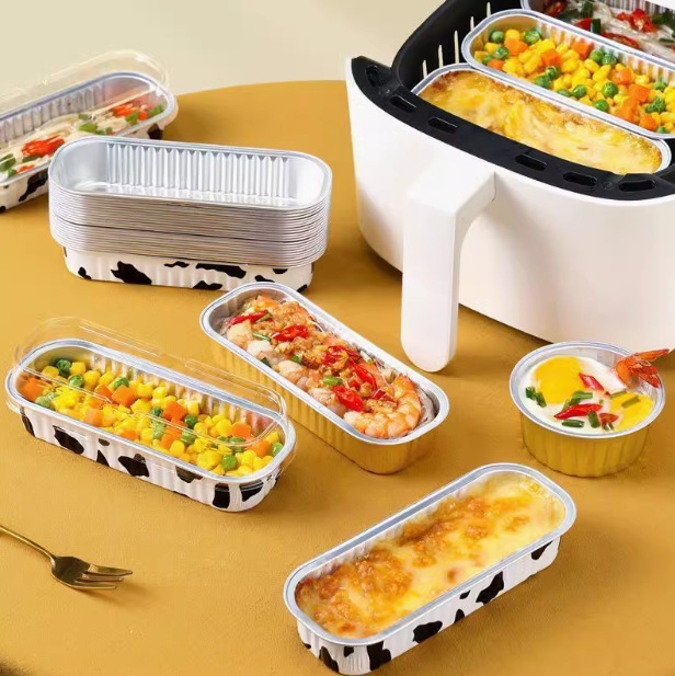 Caja de papel de aluminio grueso Caja de sushi rectangular gruesa desechable 200ML Caja de aluminio de durian horneado Caja de aluminio de tira larga