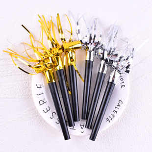 Large Birthday Dragon Whistle Party Cheering Props Gold and Silver Tassel Creative Kidsren's Toys Long Nose Blowing Roll