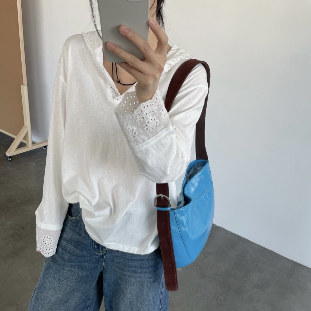 Lace summer white long-sleeve with hood for leisure