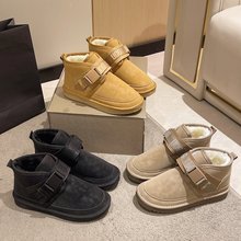 外贸跨境44大码雪地靴女2025秋冬新款亚马逊纯色百搭短筒棉鞋女