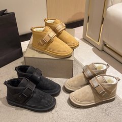 外贸跨境44大码雪地靴女2025秋冬新款亚马逊纯色百搭短筒棉鞋女