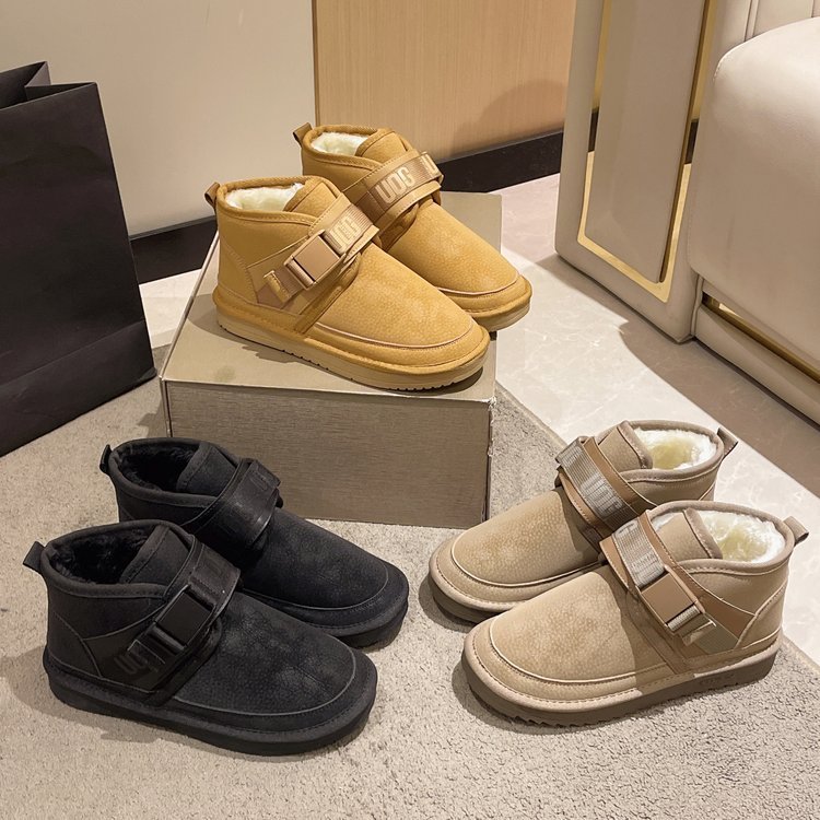 外贸跨境44大码雪地靴女2025秋冬新款亚马逊纯色百搭短筒棉鞋女