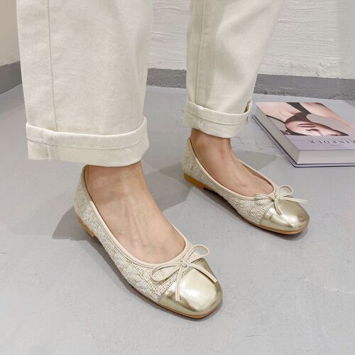 French chanel style flat bow flat Mary Jane single-layer shoes women's 2025 spring shallow cut soft sole moccasin shoes