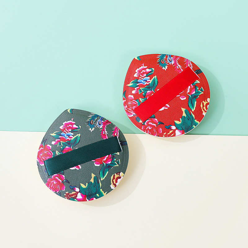100 puntos chaqueta de flores grandes polvo de algodón de azúcar suave Q seco y húmedo maquillaje esponja de aire herramientas de maquillaje personalizadas al por mayor
